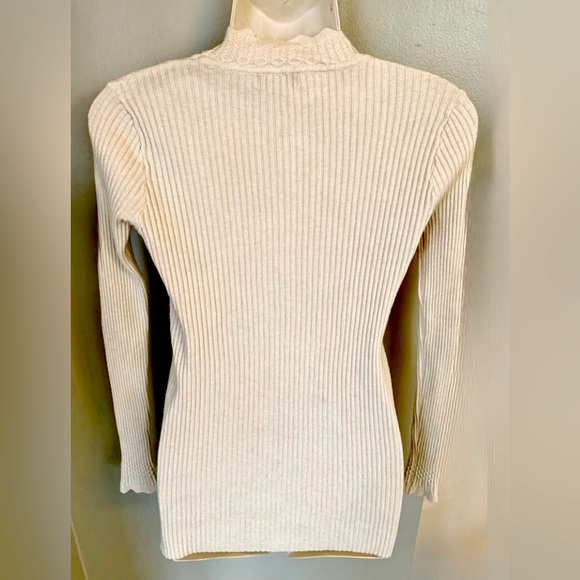 Lefix Collection LUXURY Fall Ivory Cream White Stretch Sweater Top XS 0 2 4 NEW - Picture 5 of 8